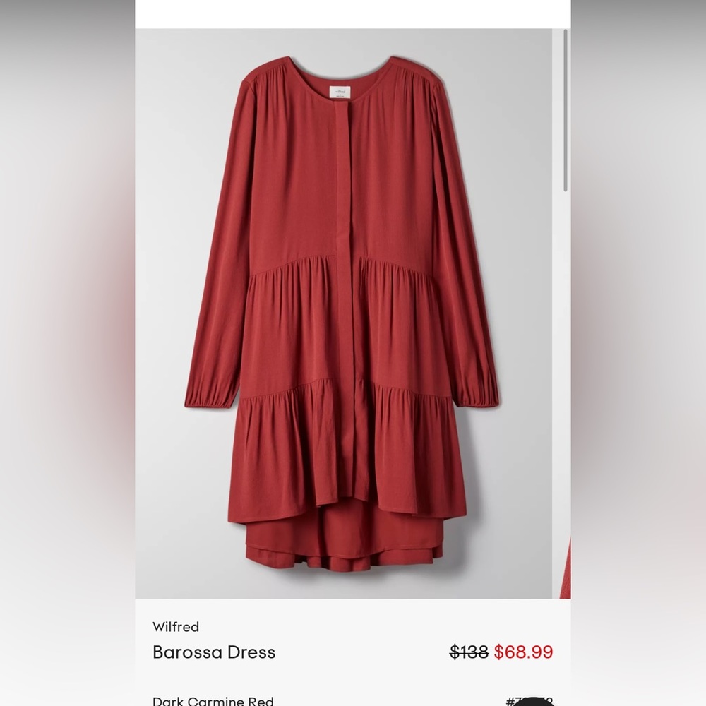 Aritzia barossa dress, dark carmine red. Size s